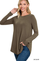 Long Sleeve Round Neck & Round Hem Top ZENANA