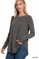 Long Sleeve Round Neck & Round Hem Top ZENANA