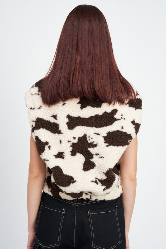COW PRINT VESTS WITH ZIPPER Emory Park