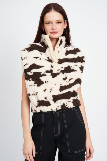 COW PRINT VESTS WITH ZIPPER Emory Park