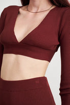 V NECK CROPPED SWEATER TOP Emory Park