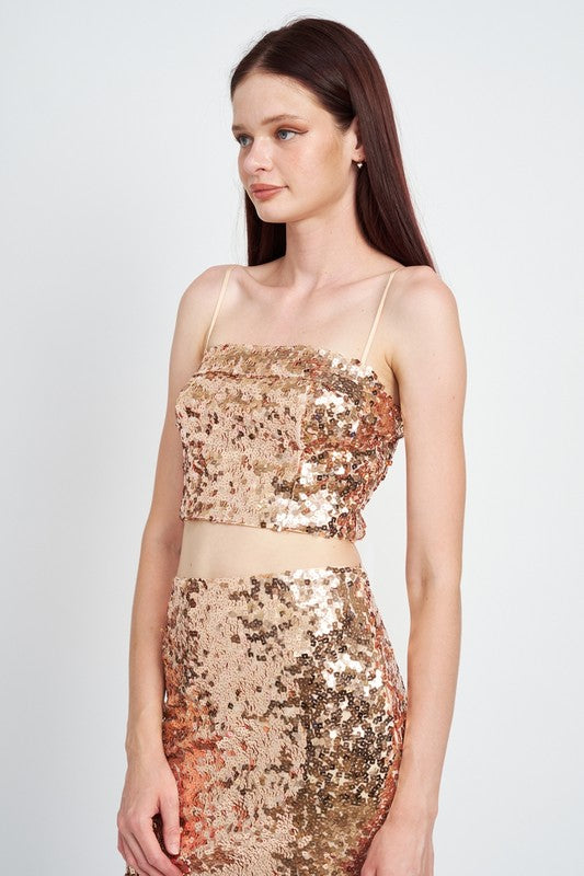 SEQUIN RECHED TUBE TOP Emory Park