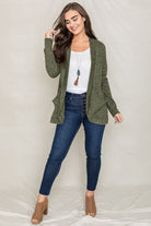 Solid Drape Pocket Cardigan EG fashion