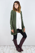 Solid Drape Pocket Cardigan EG fashion