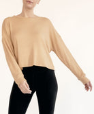 BAMBOO WAFFLE LOOSE CROP T Fabina