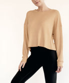 BAMBOO WAFFLE LOOSE CROP T Fabina