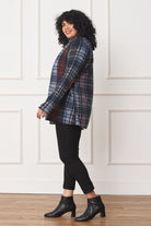 Plus Multi Color Plaid Elbow Patch Cardigan EG fashion