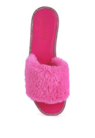 Geese Faux Fur Diamante Detail Jelly Flats Rag Company