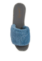 Geese Faux Fur Diamante Detail Jelly Flats Rag Company