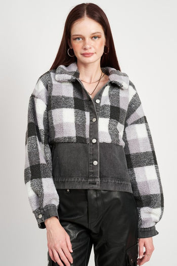 FLEECE WITH DENIM PLAID JACKET Emory Park