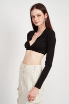 COLLARED V NECK CROP TOP Emory Park