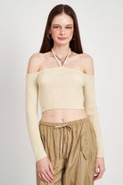 OFF THE SHOULDER CROPPED KNIT TOP Emory Park