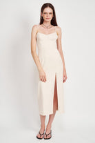 SPAGHETTI STRAP MIDI DRESS WITH SLIT Emory Park