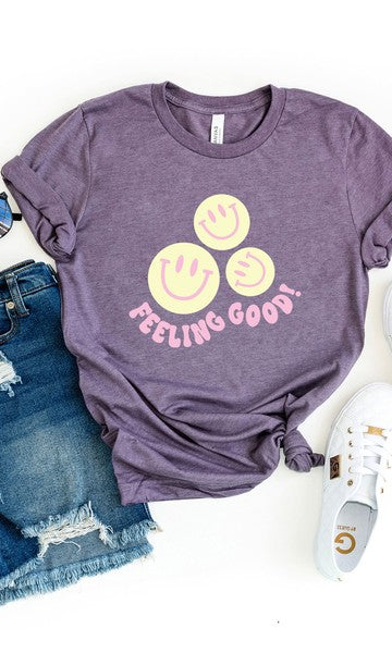 Feeling Good Short Sleeve Graphic Tee Olive and Ivory Wholesale