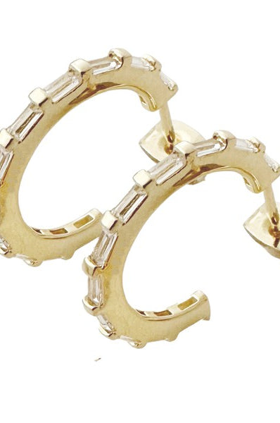 Crystal Baguette Hoops HONEYCAT Jewelry