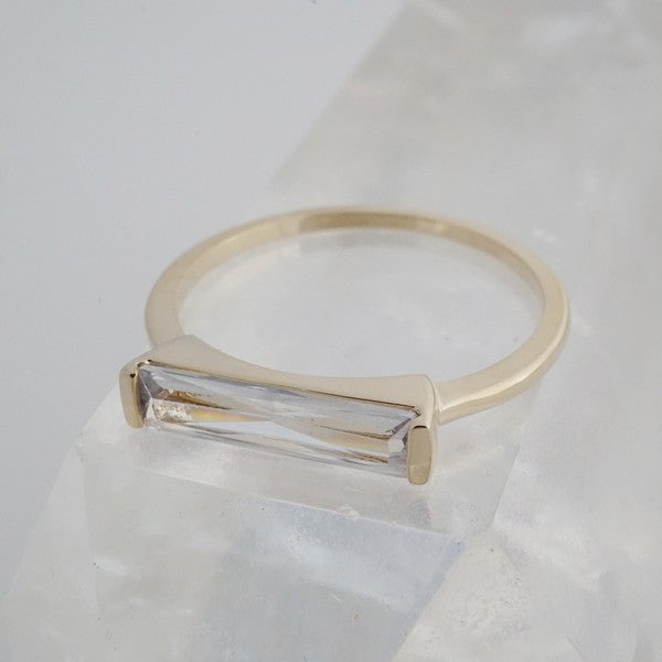 Lorena Long Crystal Baguette Ring HONEYCAT Jewelry