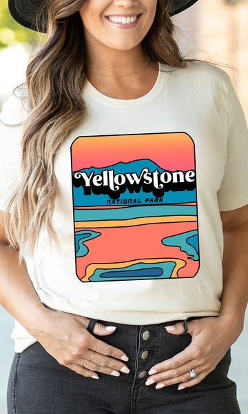 Vintage Yellowstone Short Sleeve Graphic Tee Olive and Ivory Wholesale