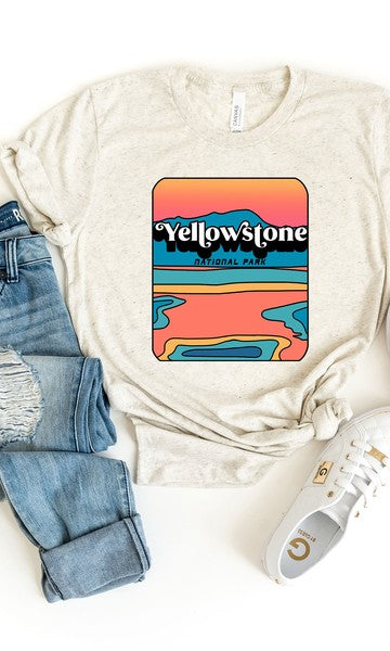 Vintage Yellowstone Short Sleeve Graphic Tee Olive and Ivory Wholesale