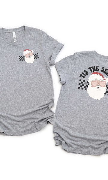 Tis The Season Santa Front & Back Graphic Tee Olive and Ivory Wholesale