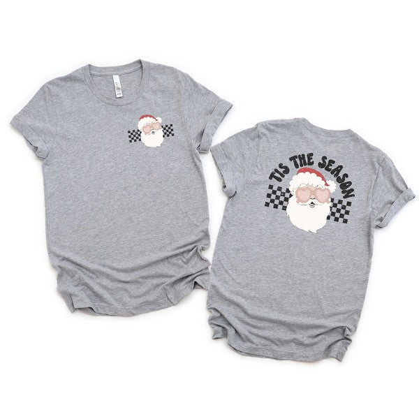 Tis The Season Santa Front & Back Graphic Tee Olive and Ivory Wholesale