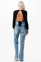 Romantic V-Neck Balloon Sleeve Tie-Back Bodysuit O2 Denim