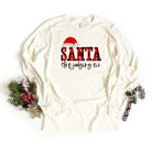 Santa Stop Judging Me Plaid Long Sleeve Tee Olive and Ivory Wholesale