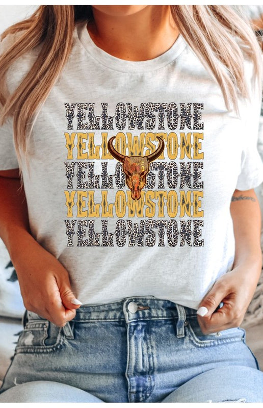 Yellowstone Stacked Leopard  Boutique Style Tee Ocean and 7th