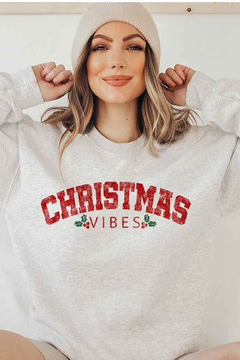 CHRISTMAS VIBES GRAPHIC SWEATSHIRT PLUS SIZE ALPHIA