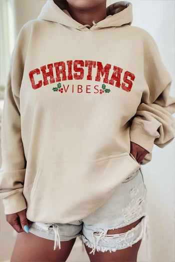 CHRISTMAS VIBES CHRISTMAS GRAPHIC HOODIE ALPHIA