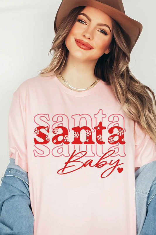 SANTA BABY CHRISTMAS GRAPHIC TEE / T-SHIRT ROSEMEAD LOS ANGELES CO