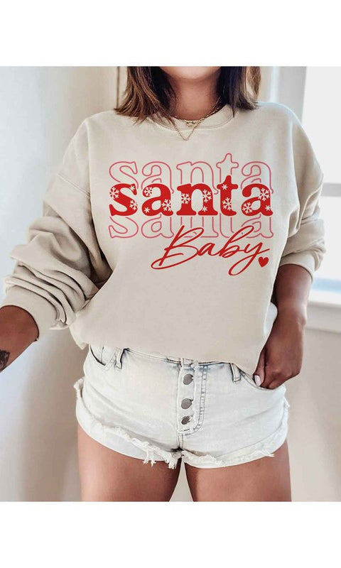 Santa Baby Christmas Graphic Sweatshirt ROSEMEAD LOS ANGELES CO