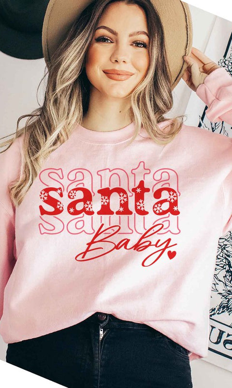 Santa Baby Christmas Graphic Sweatshirt ROSEMEAD LOS ANGELES CO