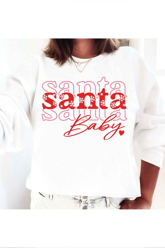 SANTA BABY CHRISTMAS GRAPHIC PLUS SIZE SWEATSHIRT ROSEMEAD LOS ANGELES CO