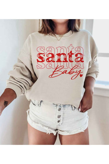 SANTA BABY CHRISTMAS GRAPHIC PLUS SIZE SWEATSHIRT ROSEMEAD LOS ANGELES CO