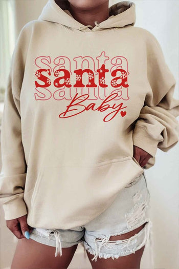 SANTA BABY CHRISTMAS GRAPHIC HOODIE ROSEMEAD LOS ANGELES CO