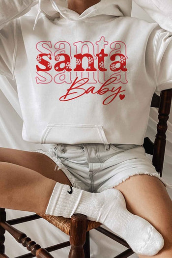 SANTA BABY CHRISTMAS GRAPHIC HOODIE ROSEMEAD LOS ANGELES CO