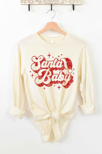 SANTA BABY CHRISTMAS LONG SLEEVE TEE ALPHIA