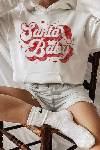 SANTA BABY CHRISTMAS CHRISTMAS GRAPHIC HOODIE ALPHIA