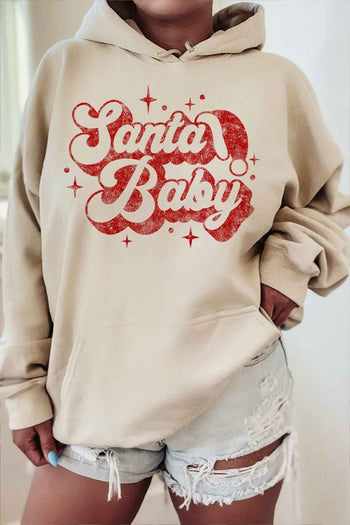 SANTA BABY CHRISTMAS CHRISTMAS GRAPHIC HOODIE ALPHIA