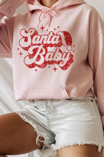 SANTA BABY CHRISTMAS GRAPHIC HOODIE PLUS SIZE ALPHIA