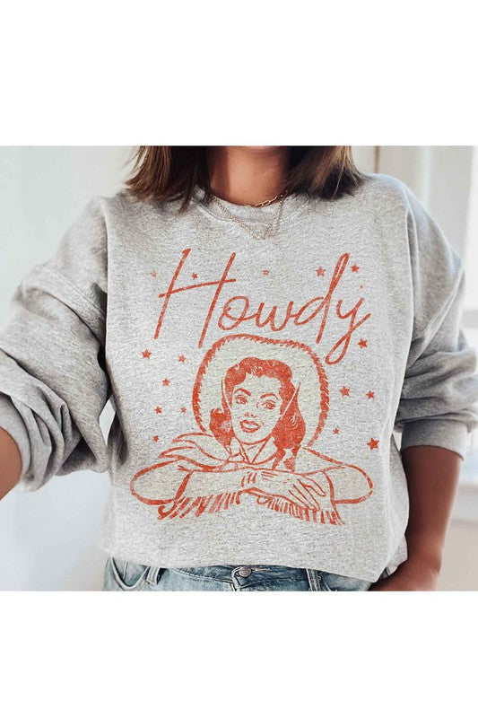 HOWDY COWGIRL GRAPHIC PLUS SIZE SWEATSHIRT ROSEMEAD LOS ANGELES CO