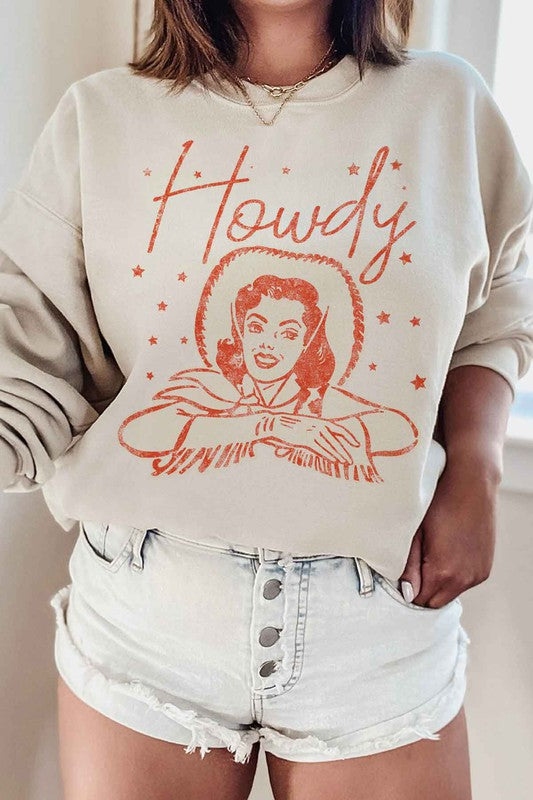 HOWDY COWGIRL GRAPHIC PLUS SIZE SWEATSHIRT ROSEMEAD LOS ANGELES CO