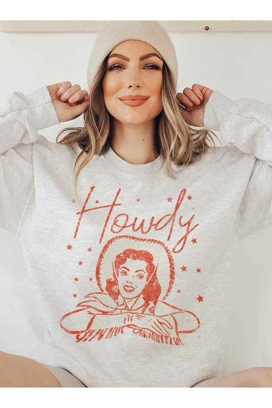 HOWDY COWGIRL GRAPHIC PLUS SIZE SWEATSHIRT ROSEMEAD LOS ANGELES CO