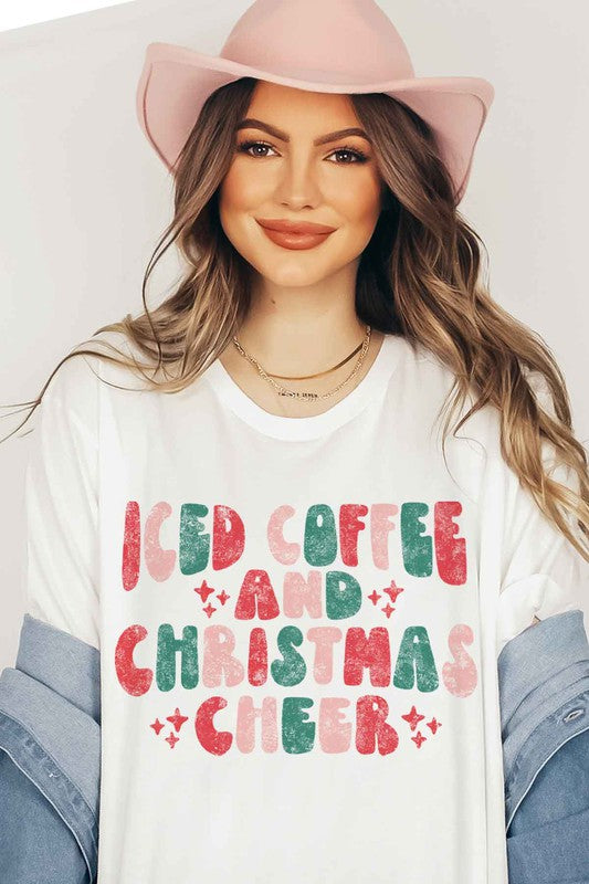 ICED COFFEE CHEERS GRAPHIC PLUS SIZE TEE / T-SHIRT ROSEMEAD LOS ANGELES CO