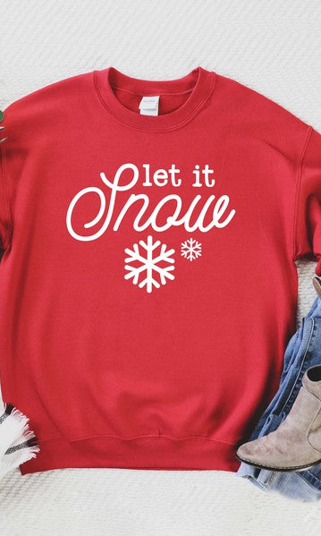 Let It Snow Snowflake Graphic Sweatshirt Olive and Ivory Wholesale