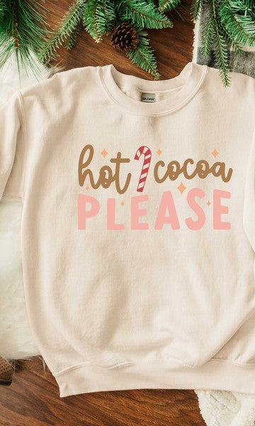 Hot Cocoa Please Graphic Sweatshirt Olive and Ivory Wholesale