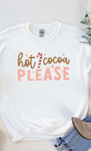 Hot Cocoa Please Graphic Sweatshirt Olive and Ivory Wholesale