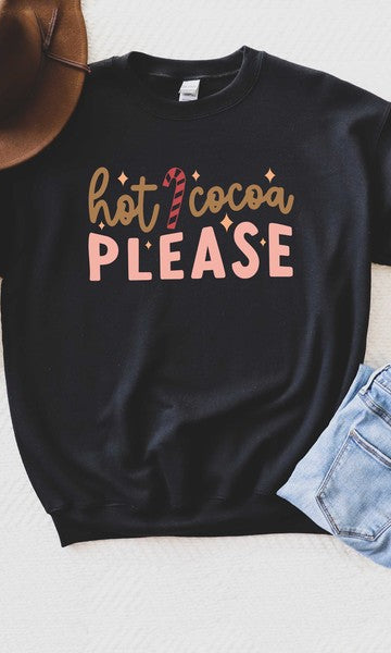 Hot Cocoa Please Graphic Sweatshirt Olive and Ivory Wholesale