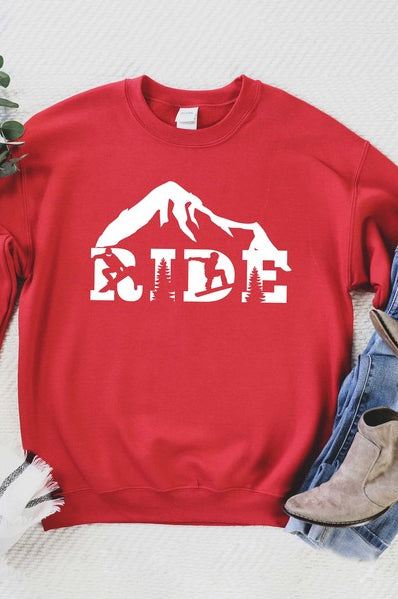 Ride Snowboard Graphic Sweatshirt Olive and Ivory Wholesale