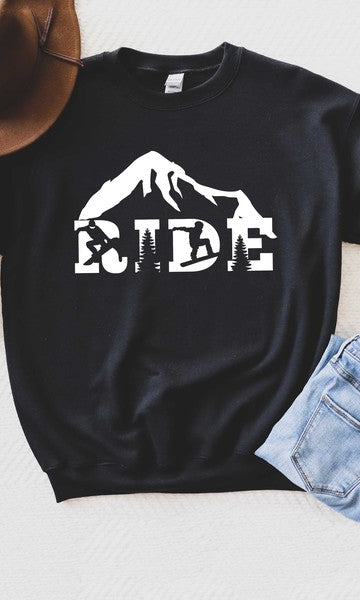 Ride Snowboard Graphic Sweatshirt Olive and Ivory Wholesale